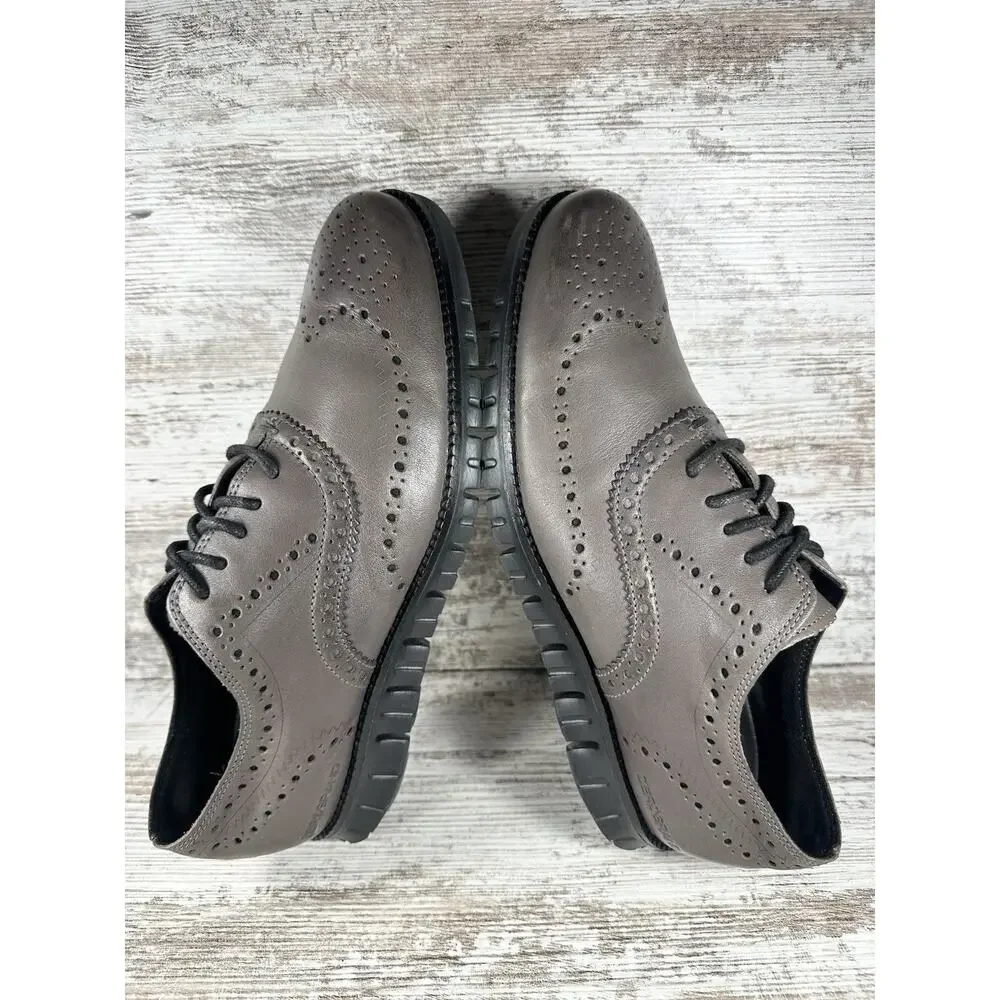 Men's Cole Haan ZeroGrand Gray Leather Wingtip Oxford Sz 8.5M EUC!